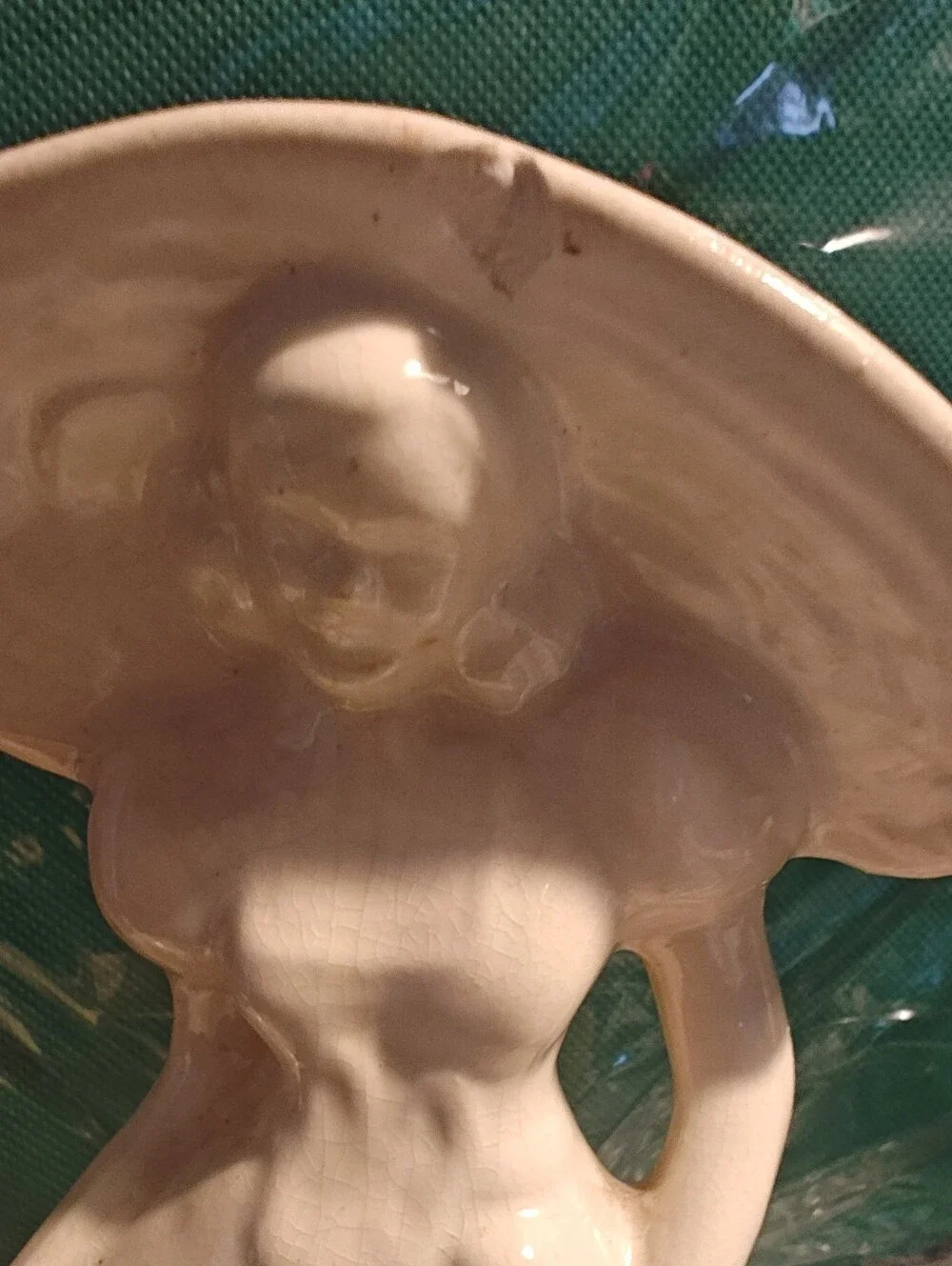 Cream Ceramic Lady Figurine Pottery Planter